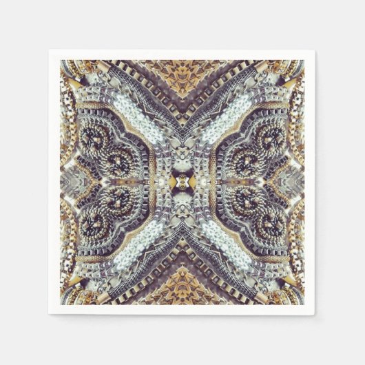 Kaleidoskopisch graue Goldmedaille-Steampunk-Zahnr Serviette (Vorderseite)