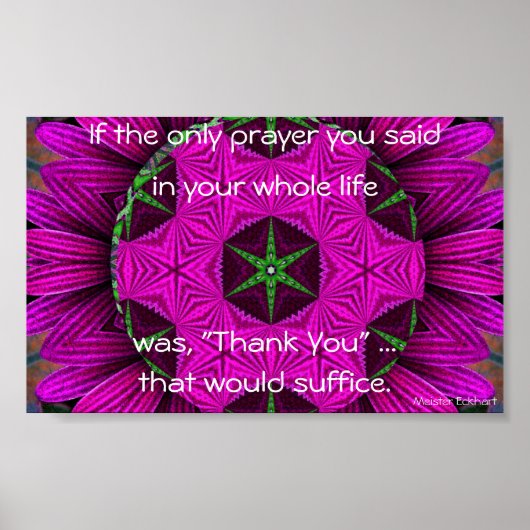 Kaleidoskopisch Mandala "Danke" Poster (Vorne)