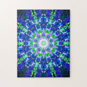 Kaleidoskopische blaue und grüne Mandala Puzzle (Vertikal)