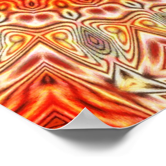 Kaleidoskopische Blume Orange und Weiß Poster (Ecke)