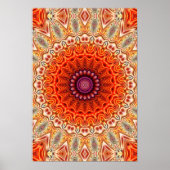 Kaleidoskopische Blume Orange und Weiß Poster (Vorne)