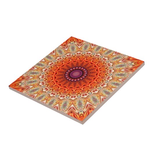 Kaleidoskopische Blumen-orange und weißer Entwurf Fliese (Seite)