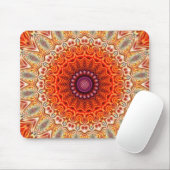 Kaleidoskopische Blumen-orange und weißer Entwurf Mousepad (Mit Mouse)