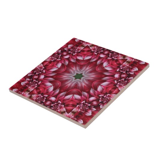 Kaleidoskopische Crimson Dahlia Fliese (Seite)