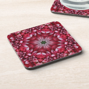 Kaleidoskopische Crimson Dahlia Getränkeuntersetzer
