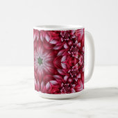 Kaleidoskopische Crimson Dahlia Kaffeetasse (VorderseiteRechts)