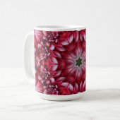 Kaleidoskopische Crimson Dahlia Kaffeetasse (Vorderseite Links)