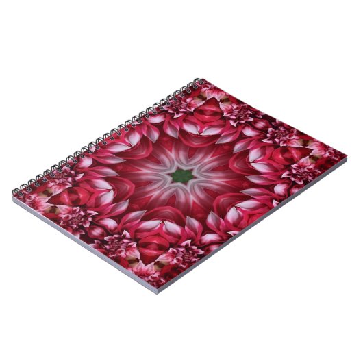 Kaleidoskopische Crimson Dahlia Notizblock (Linke Seite)