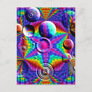 Kaleidoskopische Farben und Blasen Postkarte