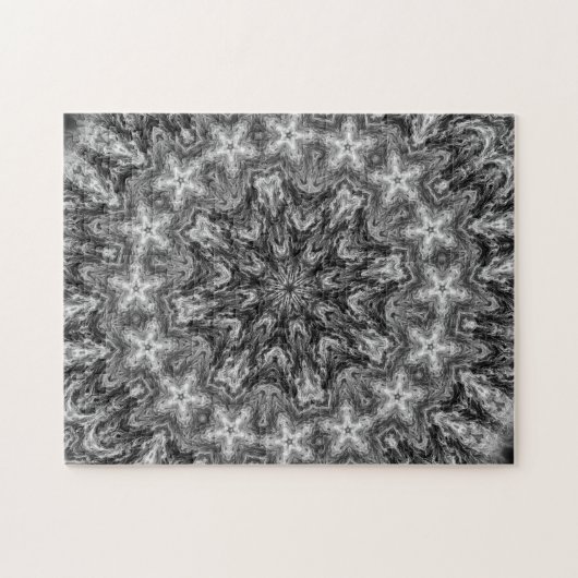 KALEIDOSKOPISCHE GEOMETRISCHE SCHWARZWEISS-MANDALA PUZZLE (Horizontal)