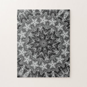 KALEIDOSKOPISCHE GEOMETRISCHE SCHWARZWEISS-MANDALA PUZZLE