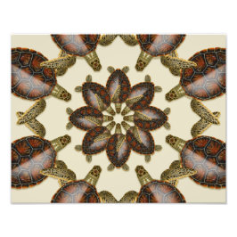 Kaleidoskopische grüne Schildkröte 14" x 11", Prin Fotodruck