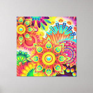 Kaleidoskopische Mandalas Farbige Zierkissen Leinwanddruck