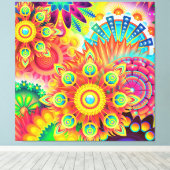 Kaleidoskopische Mandalase Farbenfrohe Akzente Kis Leinwanddruck (Insitu (Holzboden))