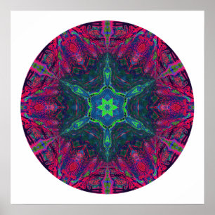 Kaleidoskopische Schneeflocke Mandala 2 Poster