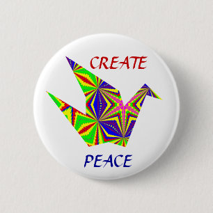 Kaleidoskopischer Friedenskran-Knopf Button