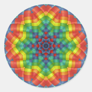 Kaleidoskopischer Heißluftballon 4 Runder Aufkleber