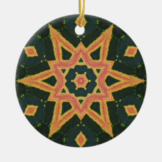 Kaleidoskopisches Croton Leaf - "Star" Keramik Ornament (Vorne)