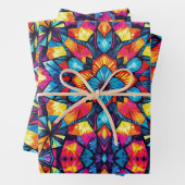 Kaleidoskopisches Faltpapier - Farbige Muster Geschenkpapier Set (Beispiel)
