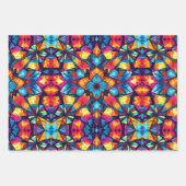 Kaleidoskopisches Faltpapier - Farbige Muster Geschenkpapier Set (Vorderseite 3)