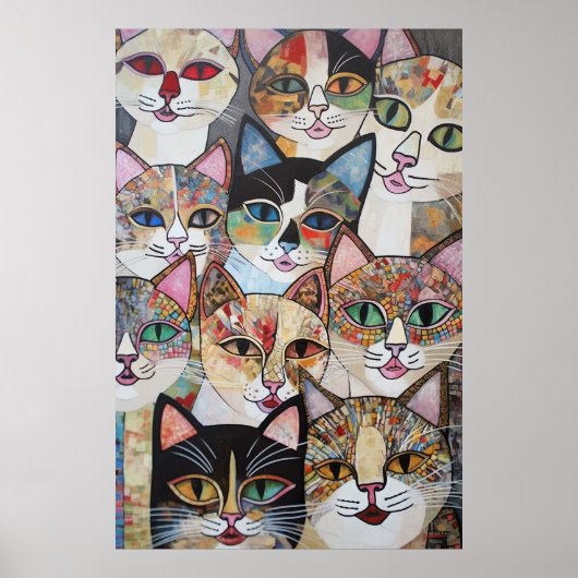 Kaleidoskopisches Felinensemble Poster (Vorne)