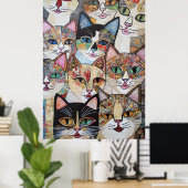 Kaleidoskopisches Felinensemble Poster (Heimbüro)