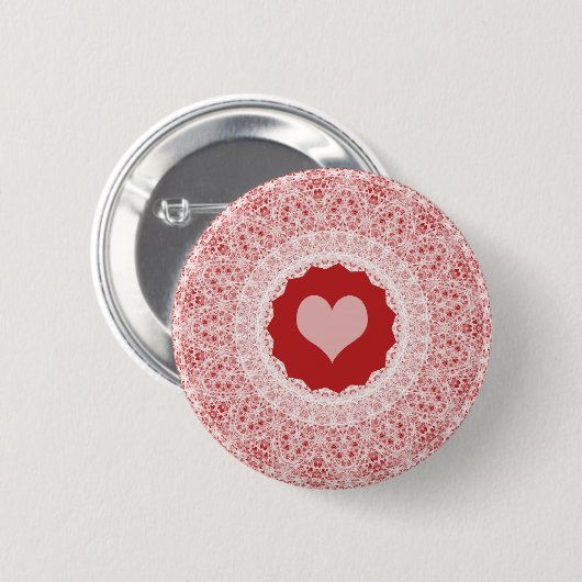 Kaleidoskopisches Lacy Valentine-Button Button (Vorne & Hinten)