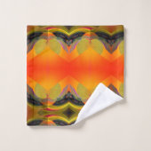 Kaleidoskopisches Orange Badhandtuch Set (Waschlappen)