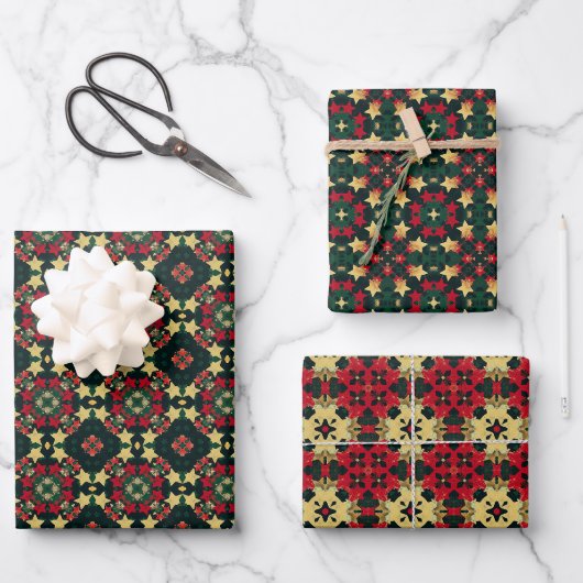 Kaleidoskopisches Sternmuster Geschenkpapier Set (Vorderseite)
