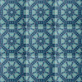 Kaleidoskopisches Weichblau und Indidigo Geometric Fliese