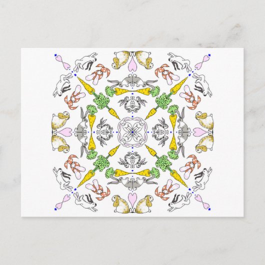 Kaleidoskopkaninchen Postkarte (Vorderseite)