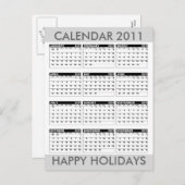 Kalender 2011 Glückliche Feiertage Postkarte Grau (Vorne/Hinten)