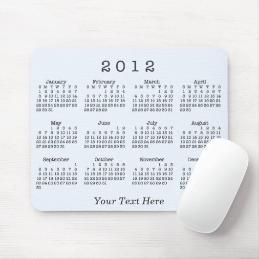 Kalender 2012 mousepad (Mit Mouse)