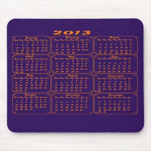 Kalender 2013 lila mousepad (Vorne)