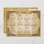 Kalender 2014 - Antiquitätenrahmen und alter Papie Postkarte (Vorne/Hinten)