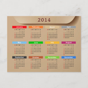 Kalender 2014 mit Cooler Kraft Paper Style Feiertagspostkarte