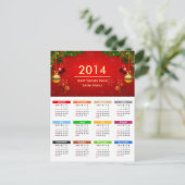 Kalender 2014 mit den besten Wünschen für benutzer Postkarte (Stehend Vorderseite)