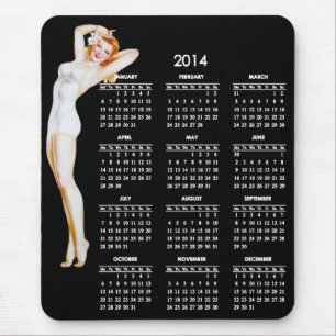 Kalender 2014 mit Vintagem Button-Oben Mädchen Mousepad