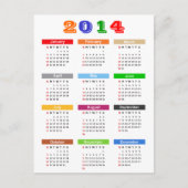 Kalender 2014 - Standard-Thema mit mehreren Farben Postkarte (Vorderseite)
