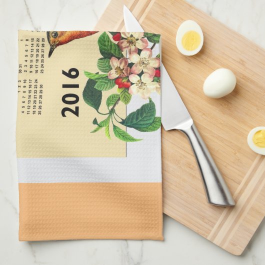 Kalender 2016 mit Vogel-Geschirrtuch Geschirrtuch (Viertel Falte)