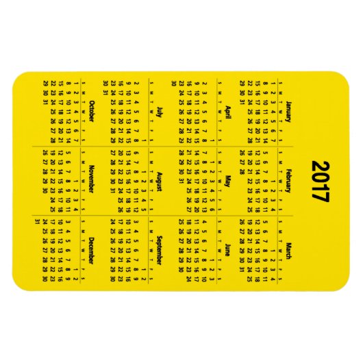 Kalender 2017 Anpassbare Schwarz Groß Magnet (Horizontal)