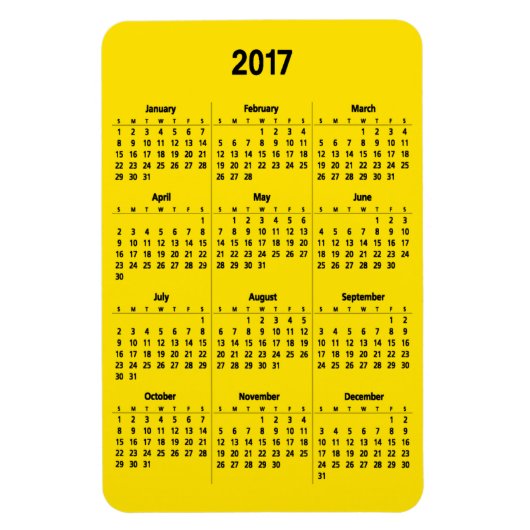 Kalender 2017 Anpassbare Schwarz Groß Magnet (Vertikal)