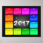 Kalender 2017 in kräftigen Regenbogenfarben Poster (Vorne)