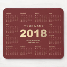 Kalender 2018 Burgund Gold Name Kontakt Webnummer