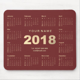Kalender 2018 Burgund Gold Name Kontakt Webnummer Mousepad