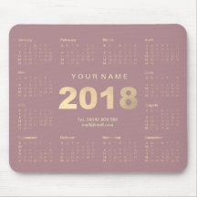 Kalender 2018 Mauve Pink Gold Name Kontaktnummer