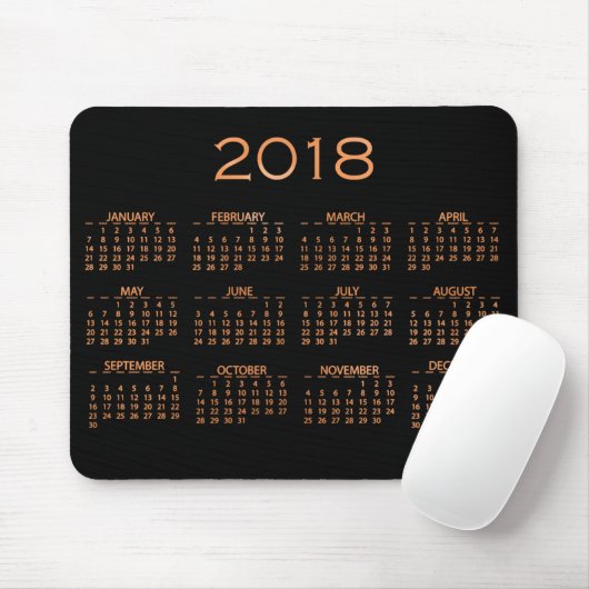 Kalender 2018 Metallic Black Copper Rose Gold Mousepad (Mit Mouse)