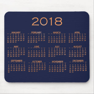 Kalender 2018 Metallic Blue Navy Kupfer Rose Gold Mousepad