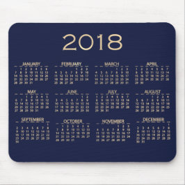 Kalender 2018 Metallic Blue Navy Sepia Gold Mousepad