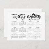 Kalender 2018 | Moderne Typografie Postkarte (Vorne/Hinten)